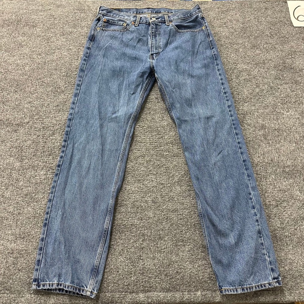 Levi's Jeans Mens Size 36x34 Blue 505 Straight Leg Regular Fit Medium Wash Denim